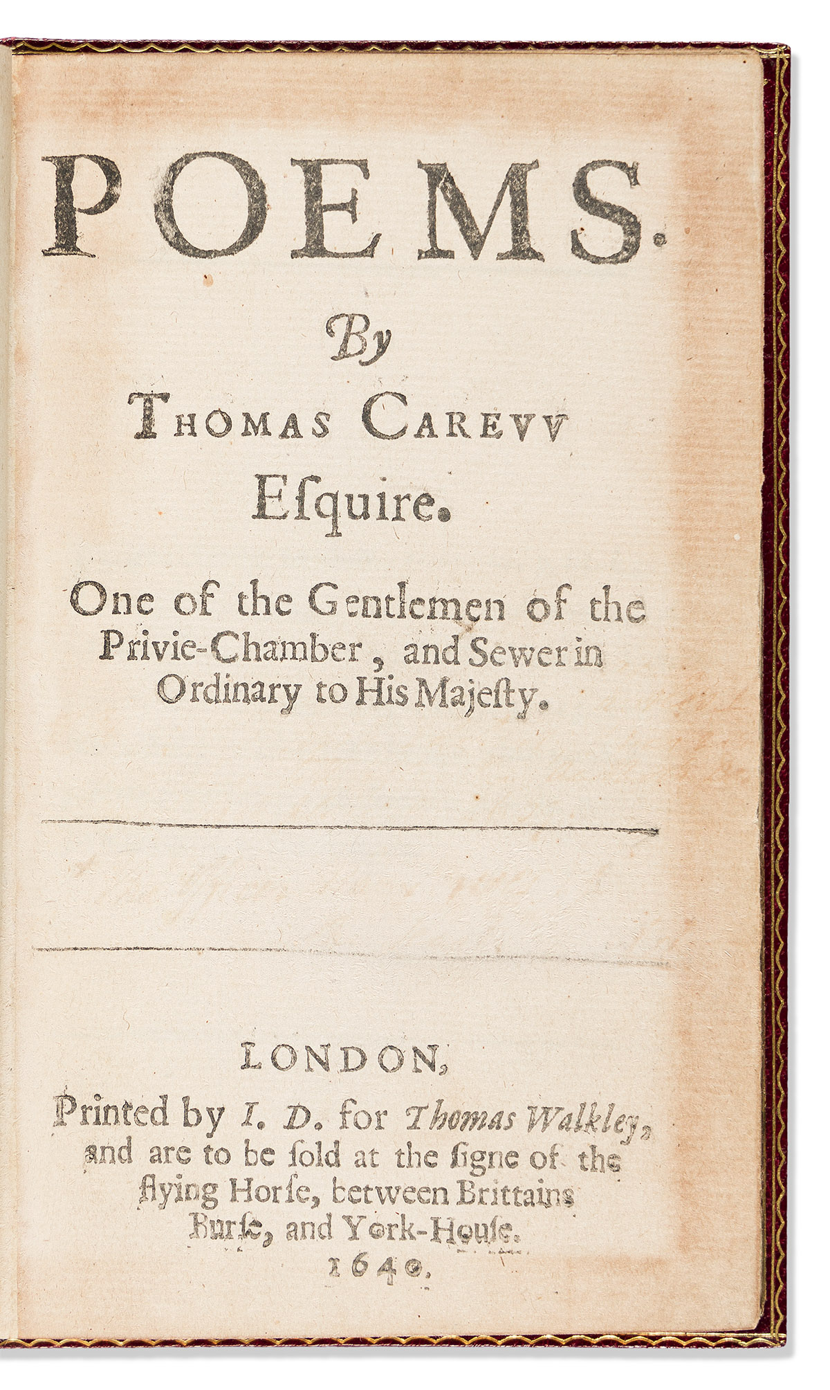 Carew, Thomas (1595?-1639) Poems.